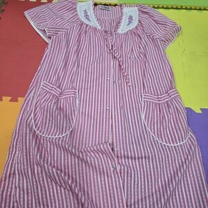 Vintage Vandemere Pink Striped Housecoat / Duster
